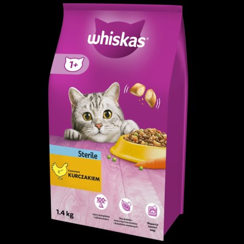 WHISKAS Sterile 1,4kg - sucha karma dla kotów po sterylizacji z kurczakiem