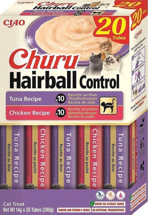 Inaba Churu Hairball Control Przysmak Dla Kotów Kurczak Tuńczyk 20x14g