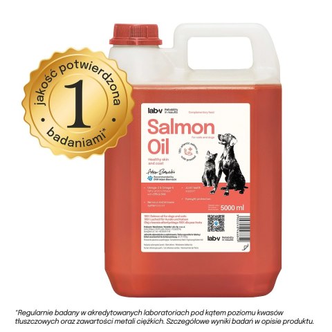 Lab-V Olej Z Łososia 100% Dla Psa I Kota W Każdym Wieku 5000ml Tłoczony Na Zimno
