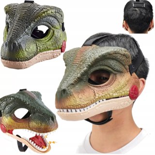 Maska dinozaur T-rex z dźwiękiem ruchoma paszcza bal kostium dla dzieci