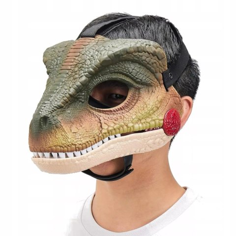 Maska dinozaur T-rex z dźwiękiem ruchoma paszcza bal kostium dla dzieci