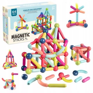 Klocki Magnetyczne Konstrukcyjne dla dzieci zestaw edukacyjny 64 el.