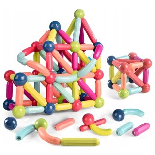 Klocki Magnetyczne Konstrukcyjne dla dzieci zestaw edukacyjny 64 el.