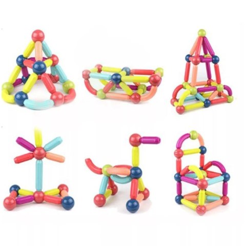 Klocki Magnetyczne Konstrukcyjne dla dzieci zestaw edukacyjny 64 el.