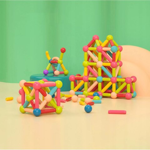 Klocki Magnetyczne Konstrukcyjne dla dzieci zestaw edukacyjny 64 el.