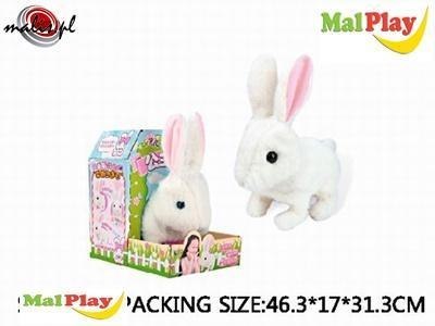 ND21_107253 Króliczek pluszowy biały na baterię BO