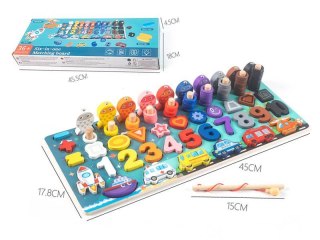 ND21_109657 Układanka drewniana Montessorii Nauka Liczenia 6w1