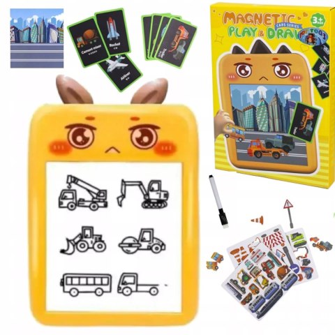 Tablica magnetyczna do rysowania dla dzieci układanka auta pojazdy pisak