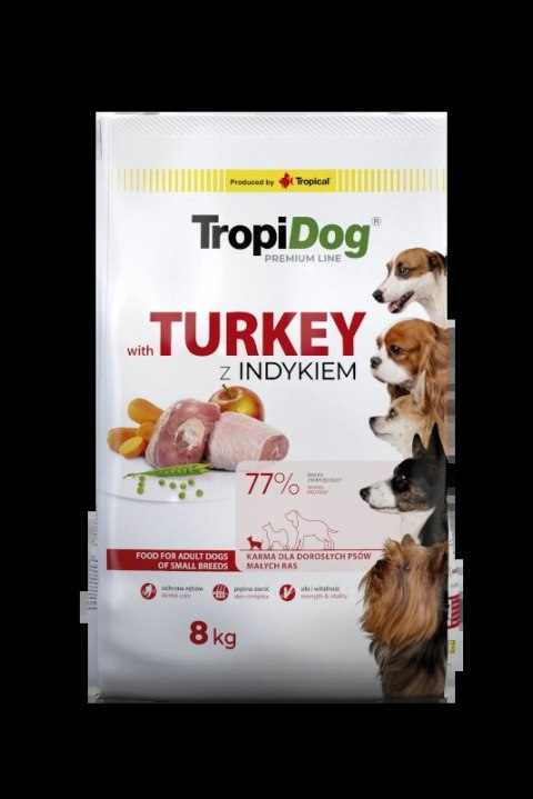 Tropidog Premium Adult Small Breeds Z Indykiem I Ryżem 8kg