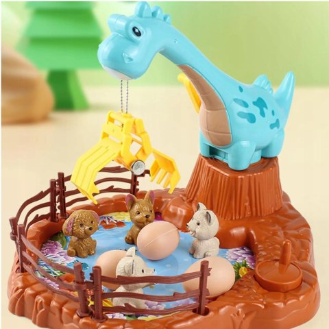 Zabawka zręcznościowa obrotowa dinozaur z jajkami gra dla dzieci manualna