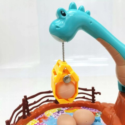 Zabawka zręcznościowa obrotowa dinozaur z jajkami gra dla dzieci manualna