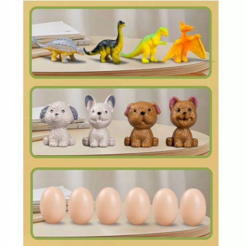 Zabawka zręcznościowa obrotowa dinozaur z jajkami gra dla dzieci manualna