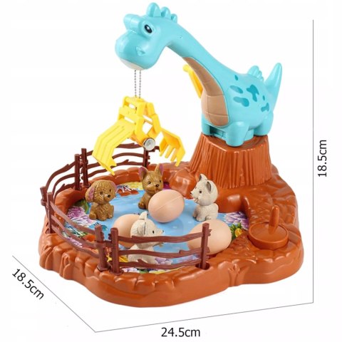 Zabawka zręcznościowa obrotowa dinozaur z jajkami gra dla dzieci manualna