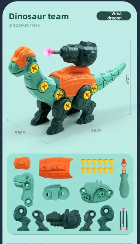 Zestaw Klocków konstrukcyjnych dla Dzieci Dinozaury Wyrzutnie Śrubokręty