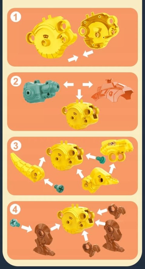 Zestaw Klocków konstrukcyjnych dla Dzieci Dinozaury Wyrzutnie Śrubokręty