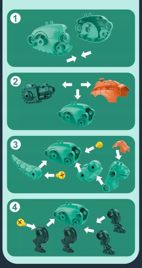 Zestaw Klocków konstrukcyjnych dla Dzieci Dinozaury Wyrzutnie Śrubokręty
