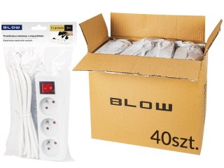 98-532# Przedłużacz sieciowy pr-370wsp 3-gniazda z uziemieniem+wyłącznik 3m biały 3x1,5mm opakowanie