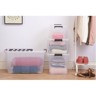 Pojemnik z pokrywą Plast Team Home Box 40L transparentny szary