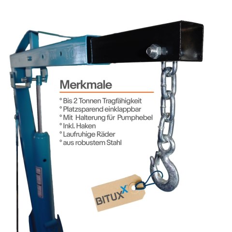 HYDRAULICZNY ŻURAW WARSZTATOWY UDŹWIG DO 2 TON PODNOŚNIK SKŁADANY BITUXX