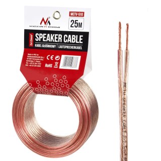 Kabel przewód głośnikowy transparent PVC Maclean, 2*1.5mm2 / 48*0.20 CCA 3,5*7,0mm, 25m, MCTV-510