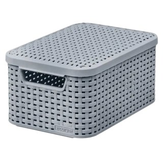 Koszyk z pokrywą Curver Rattan Style S jasny szary