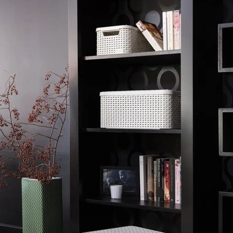 Koszyk z pokrywą Curver Rattan Style S jasny szary