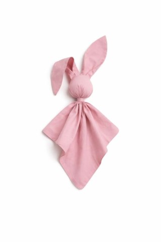 Miękka przytulanka DOUDOU kocyk króliczek z bawełny - Brudny róż