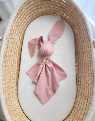 Miękka przytulanka DOUDOU kocyk króliczek z bawełny - Brudny róż