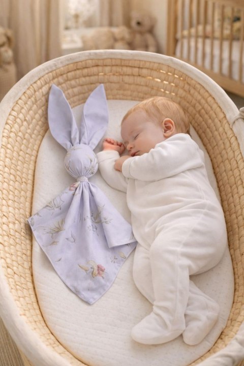 Miękka przytulanka DOUDOU kocyk króliczek z bawełny - Gąski / szary