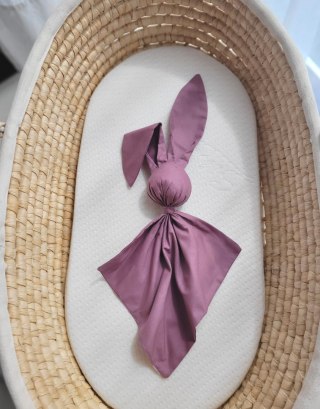 Miękka przytulanka DOUDOU kocyk króliczek z bawełny - Róż retro