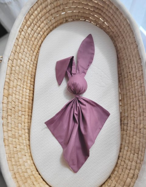 Miękka przytulanka DOUDOU kocyk króliczek z bawełny - Róż retro