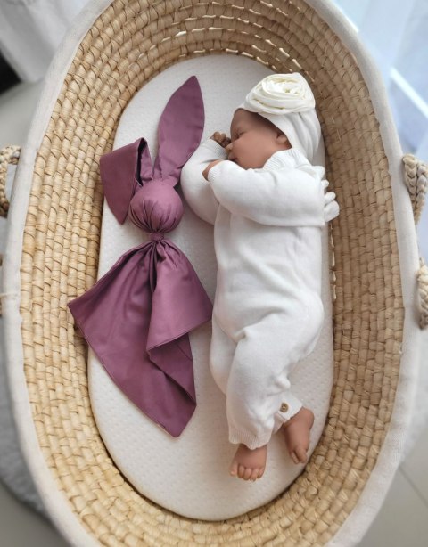 Miękka przytulanka DOUDOU kocyk króliczek z bawełny - Róż retro