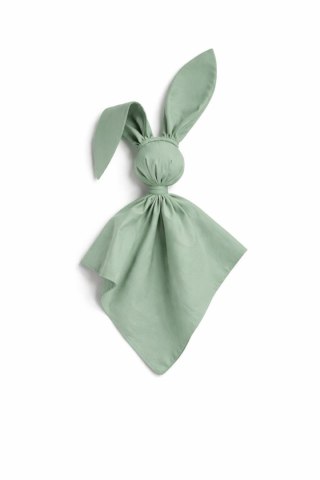 Miękka przytulanka DOUDOU kocyk króliczek z bawełny - Szałwia