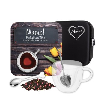Zestaw Prezentowy dla Mamy - Serce - Filiżanka serce, herbata, akcesoria