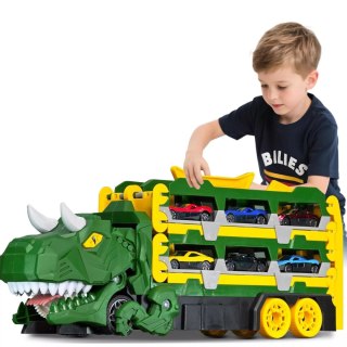 Ciężarówka Dinozaur Tor Wyścigowy zjeżdżalnia 6 Aut resoraki dla Dzieci