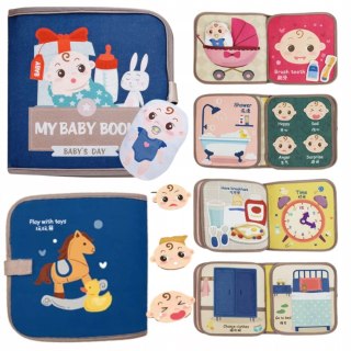 Książeczka filcowa dla dzieci odczepiane elementy rzepy Montessori tablica