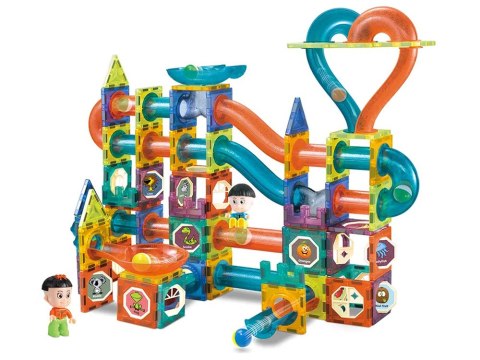 ND24_14641 Świecąca Zjeżdżalnia Dla Kulek Klocki Magnetyczne 202 Elementy 5905515350969