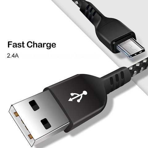Kabel microUSB Maclean, wspierający Fast Charge 2.4A, przesył danych, 5V/2.4A, czarny, dł. 1m, MCE473