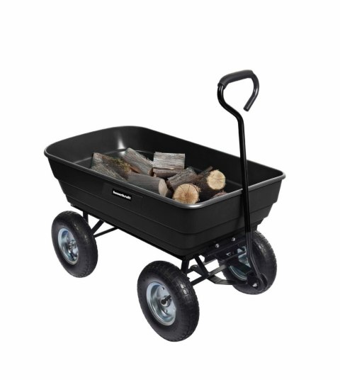 Wózek transportowy ogrodowy taczka wywrotka przyczepka rączka skrętne koła, czarny