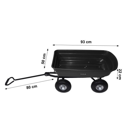 Wózek transportowy ogrodowy taczka wywrotka przyczepka rączka skrętne koła, czarny