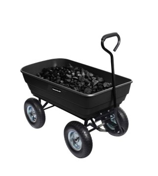 Wózek transportowy ogrodowy taczka wywrotka przyczepka rączka skrętne koła, zielony