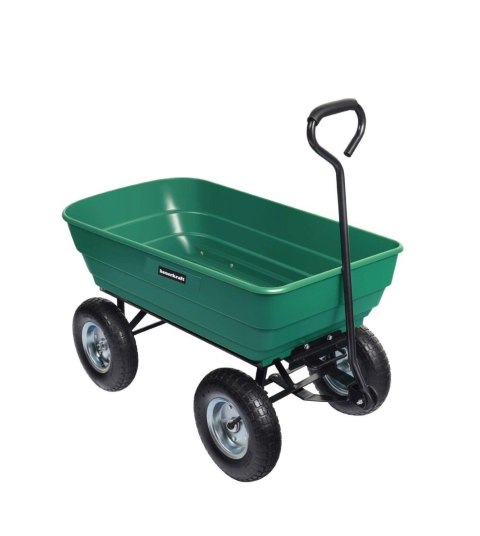 Wózek transportowy ogrodowy taczka wywrotka przyczepka rączka skrętne koła, zielony