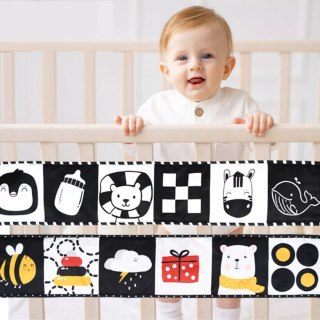 Książeczka edukacyjna kontrastowa dla niemowląt piszczy szeleści