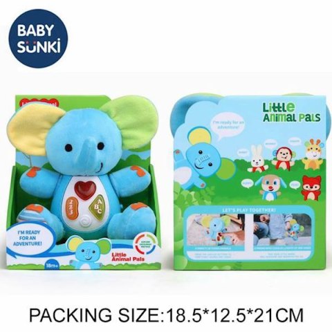 ND21_110199 Słonik pluszowy muzyka światło 20cm