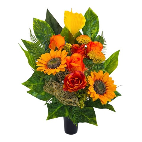 Bukiet flakon stroik na cmentarz grób sztuczne kwiaty róże