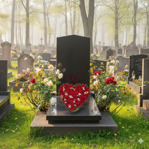 Serce stroik na cmentarz grób sztuczne kwiaty na pomnik róże