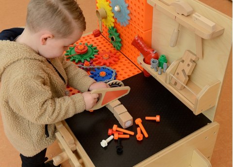 MASTERKIDZ Drewniany Warsztat XXL Montessori STEM z Narzędziami + Akcesoria