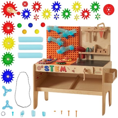 MASTERKIDZ Drewniany Warsztat XXL Montessori STEM z Narzędziami + Akcesoria