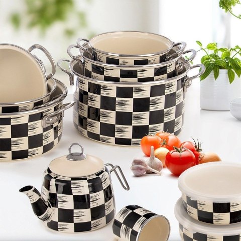 Garnek Emaliowany 3 L ORION SZACHOWNICA 20 cm Indukcja Zmywarka