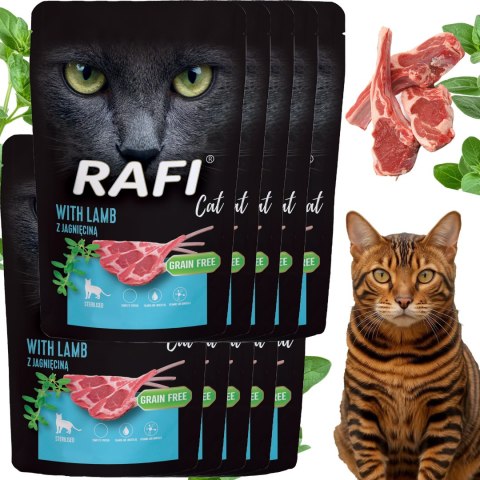 RAFI Karma Mokra Pasztet Dla Kotów Sterylizowanych z Jagnięciną 100g x 10 szt.